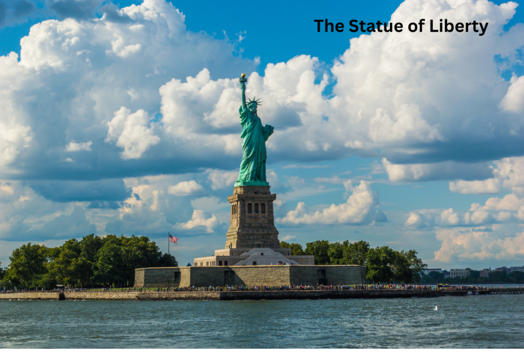  "Iconic Statue of Liberty against a clear sky, one of the top places to visit in New York City, welcoming visitors from Liberty Island."

