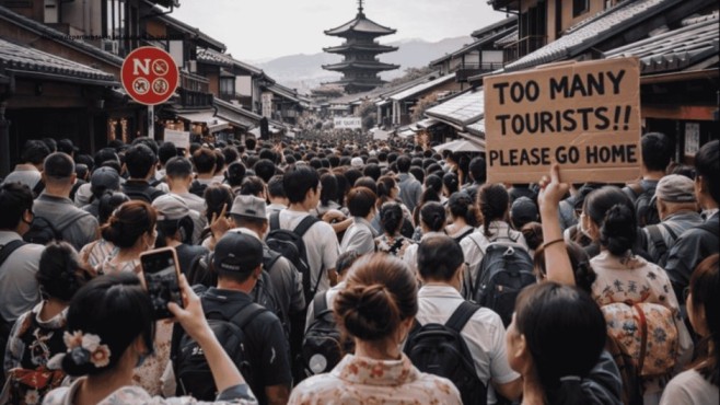 Crowded street in Kyoto illustrating overtourism issues in Japan 2026